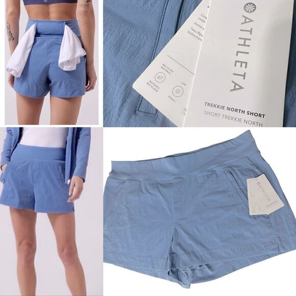 NWT Athleta Trekkie North Shorts in Cottage Blue - Size 18 - Picture 1 of 10